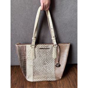 Brahmin Willa Buena Vista Carryall Tote Multipattern Latte Shoulder Bag Purse